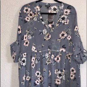 NWT Torrid Floral High-Low Button Tunic/Kimono